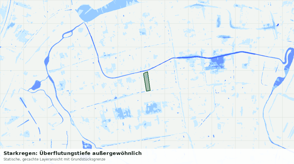 Statische Kartenansicht: Starkregen: Überflutungstiefe außergewöhnlich