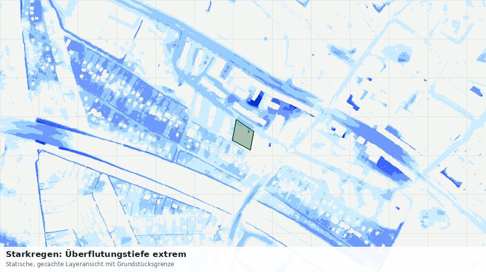 Statische Kartenansicht: Starkregen: Überflutungstiefe extrem