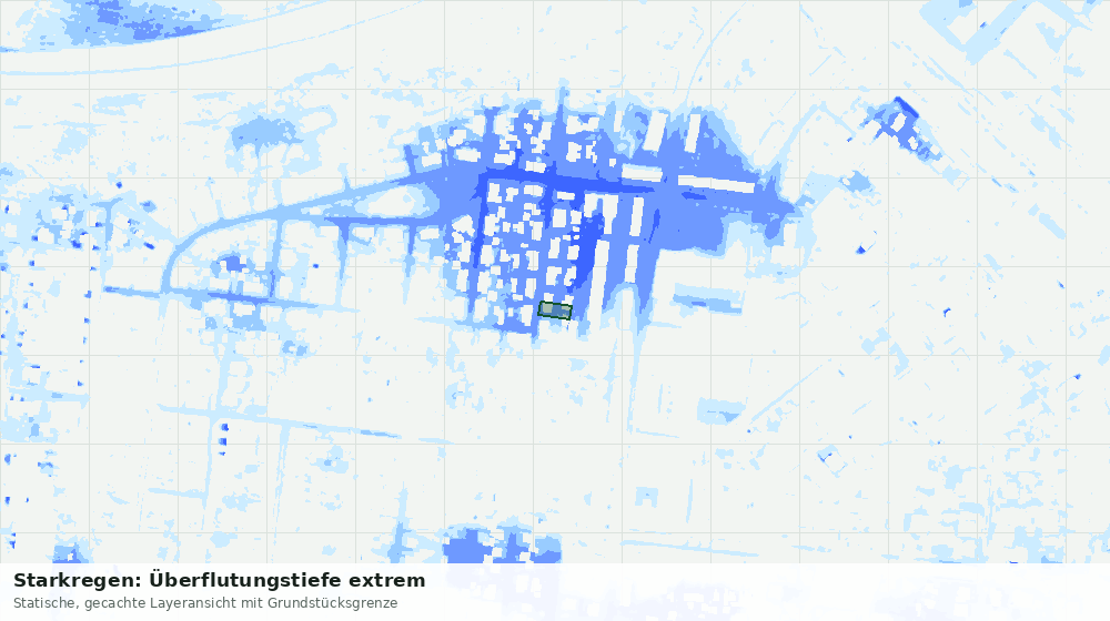Statische Kartenansicht: Starkregen: Überflutungstiefe extrem