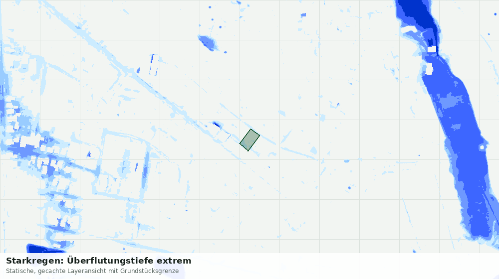Statische Kartenansicht: Starkregen: Überflutungstiefe extrem