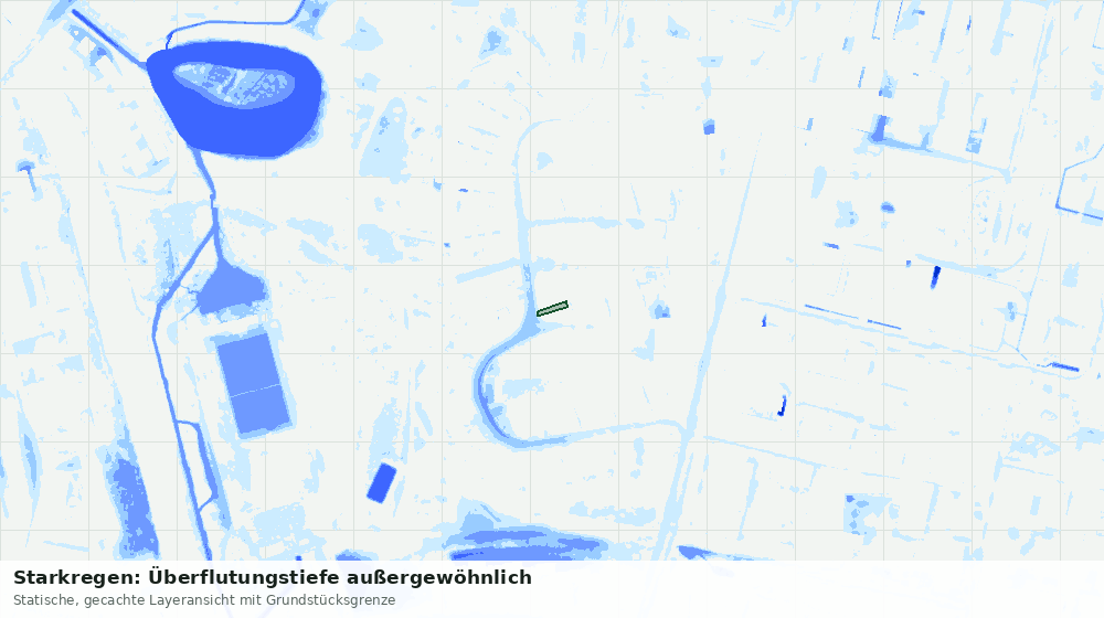 Statische Kartenansicht: Starkregen: Überflutungstiefe außergewöhnlich