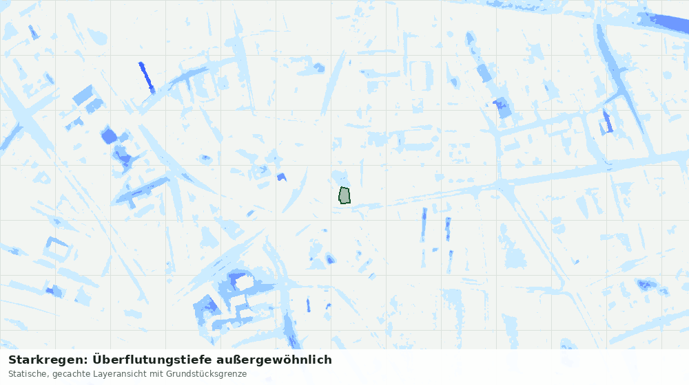 Statische Kartenansicht: Starkregen: Überflutungstiefe außergewöhnlich
