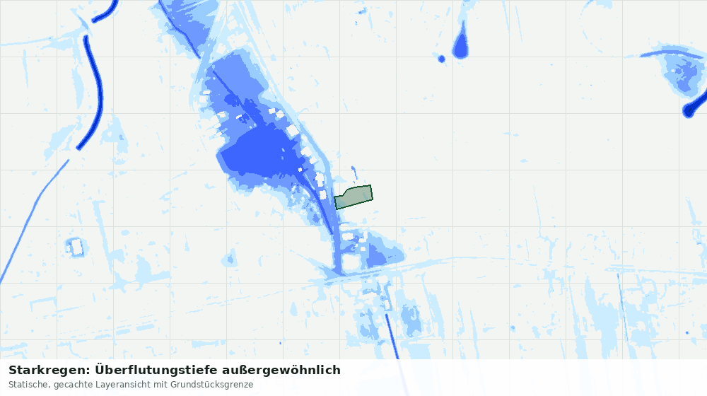 Statische Kartenansicht: Starkregen: Überflutungstiefe außergewöhnlich