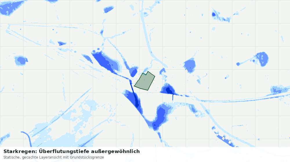 Statische Kartenansicht: Starkregen: Überflutungstiefe außergewöhnlich