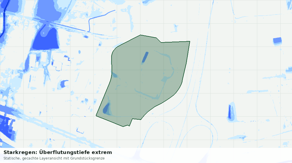 Statische Kartenansicht: Starkregen: Überflutungstiefe extrem