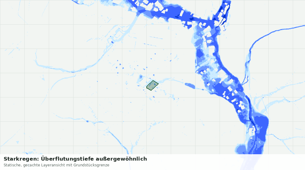 Statische Kartenansicht: Starkregen: Überflutungstiefe außergewöhnlich
