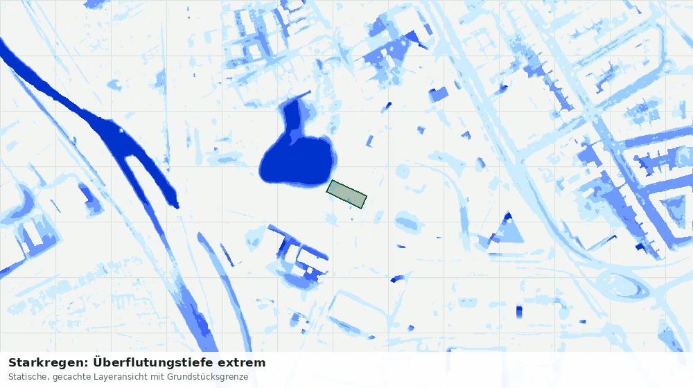 Statische Kartenansicht: Starkregen: Überflutungstiefe extrem