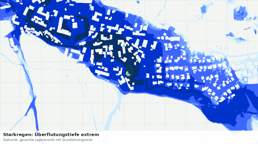 Statische Kartenansicht: Starkregen: Überflutungstiefe extrem