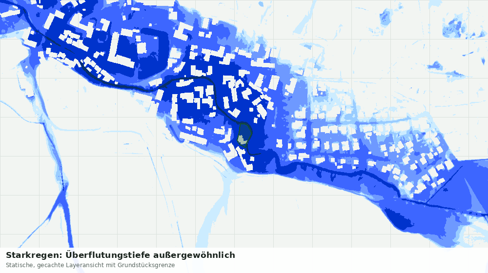 Statische Kartenansicht: Starkregen: Überflutungstiefe außergewöhnlich