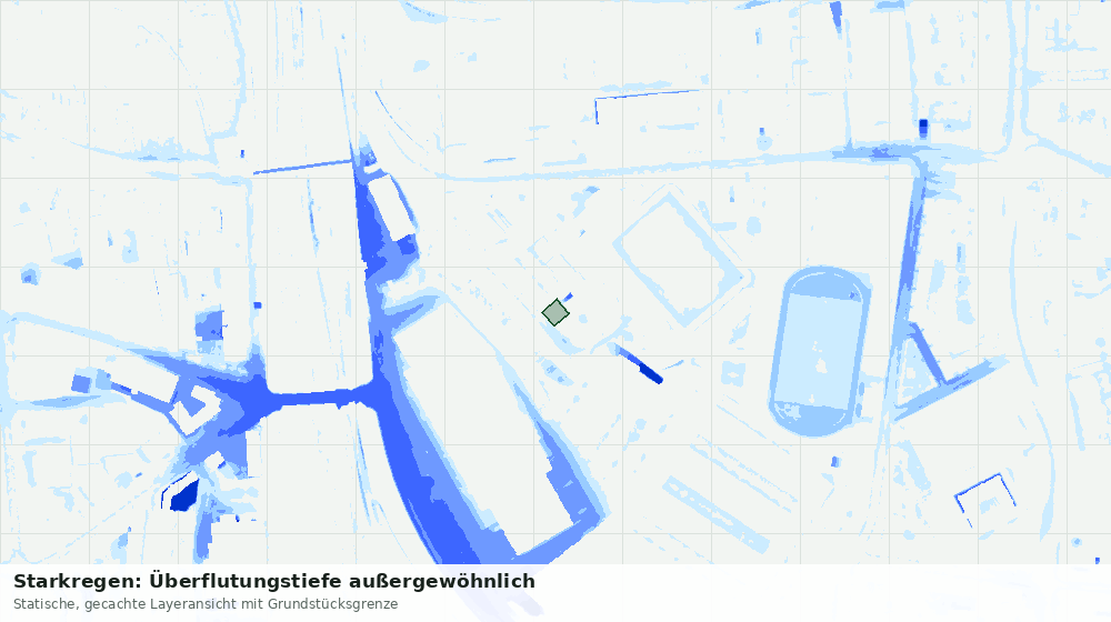 Statische Kartenansicht: Starkregen: Überflutungstiefe außergewöhnlich