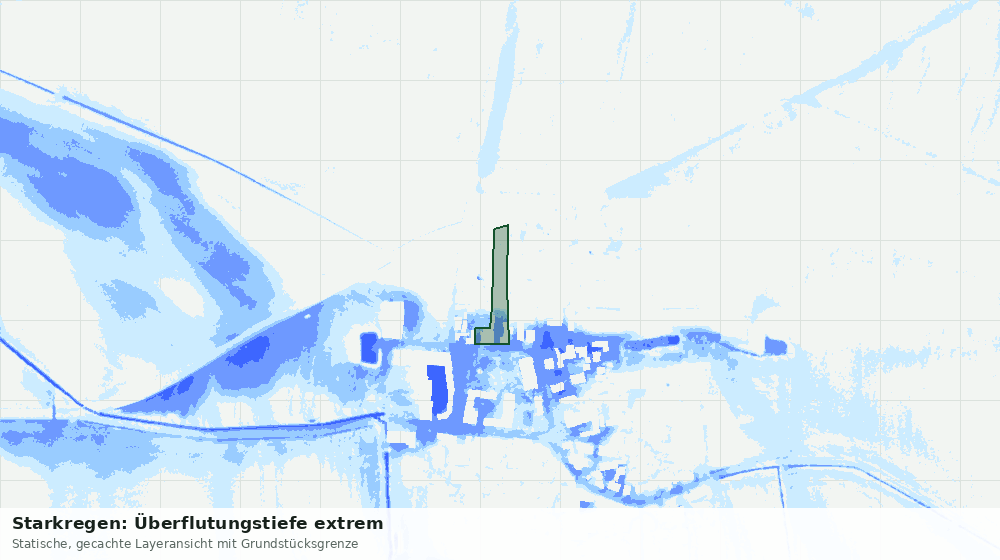 Statische Kartenansicht: Starkregen: Überflutungstiefe extrem