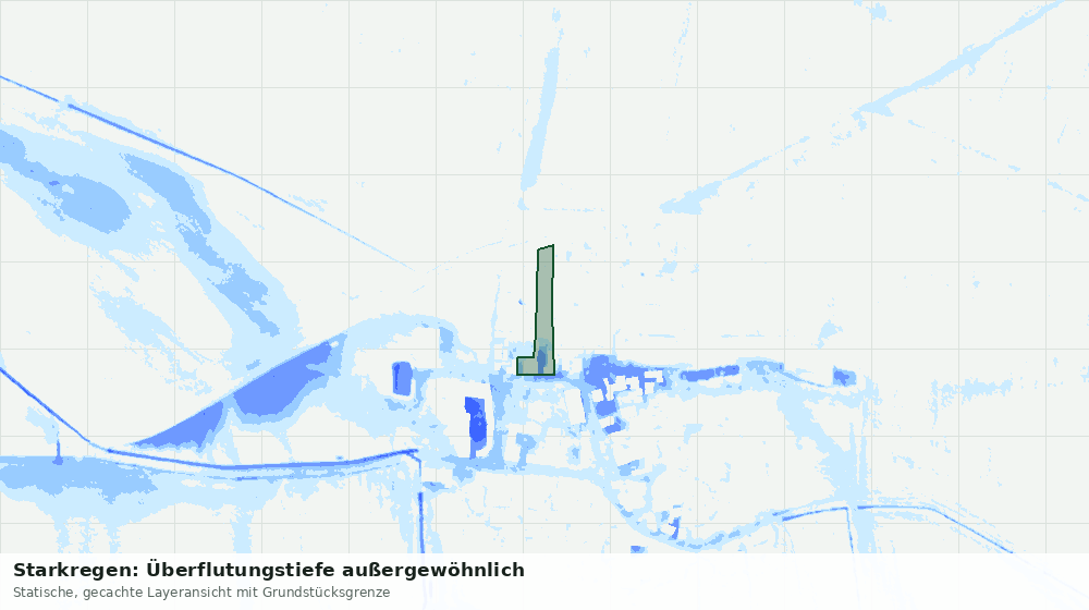 Statische Kartenansicht: Starkregen: Überflutungstiefe außergewöhnlich