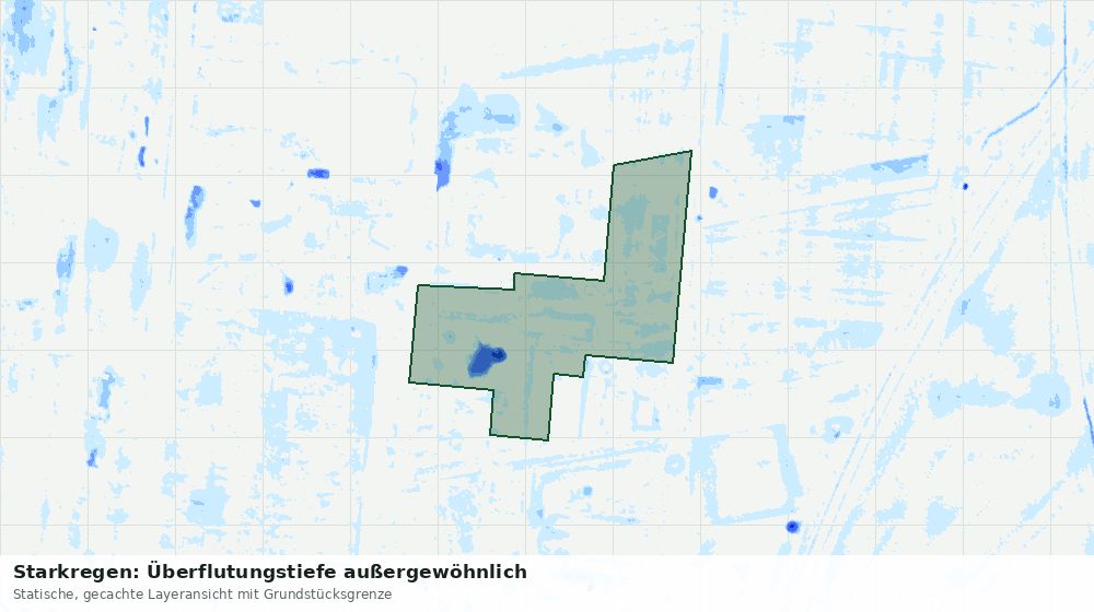 Statische Kartenansicht: Starkregen: Überflutungstiefe außergewöhnlich