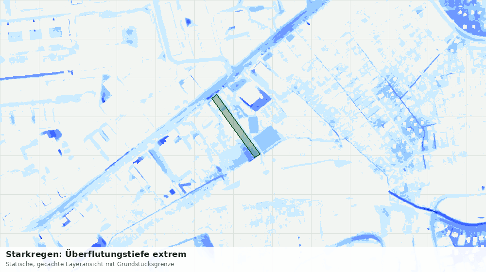 Statische Kartenansicht: Starkregen: Überflutungstiefe extrem