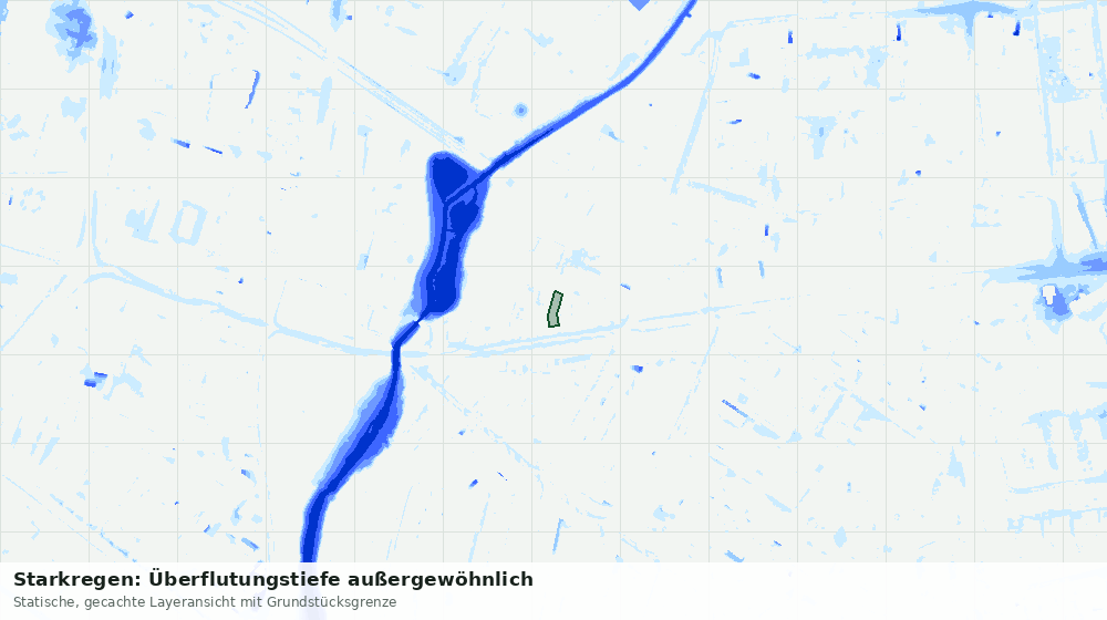 Statische Kartenansicht: Starkregen: Überflutungstiefe außergewöhnlich