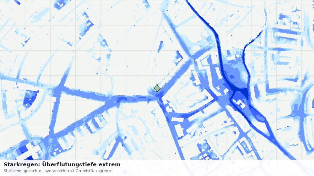 Statische Kartenansicht: Starkregen: Überflutungstiefe extrem