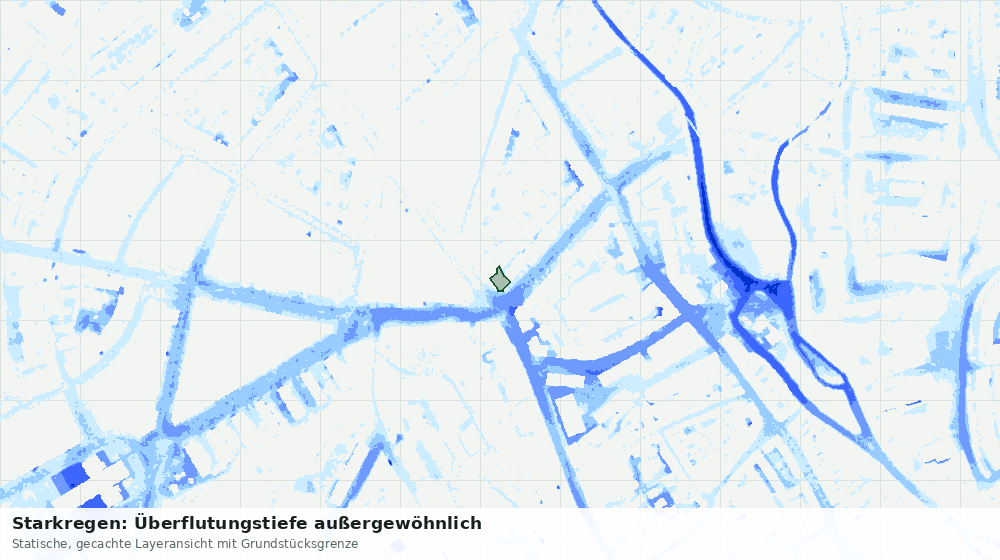 Statische Kartenansicht: Starkregen: Überflutungstiefe außergewöhnlich