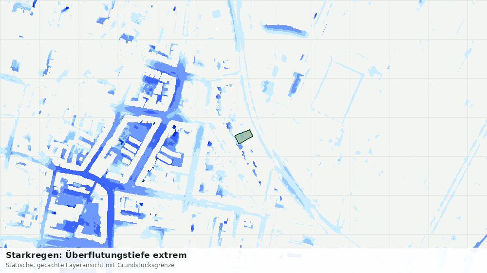 Statische Kartenansicht: Starkregen: Überflutungstiefe extrem