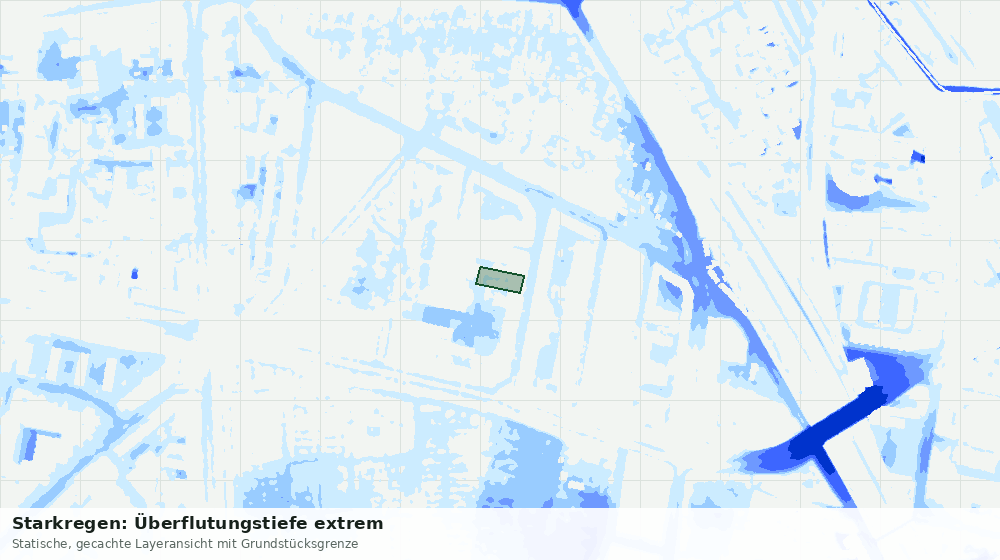 Statische Kartenansicht: Starkregen: Überflutungstiefe extrem