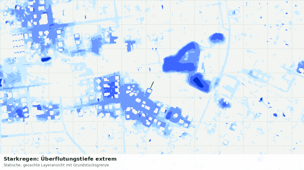 Statische Kartenansicht: Starkregen: Überflutungstiefe extrem