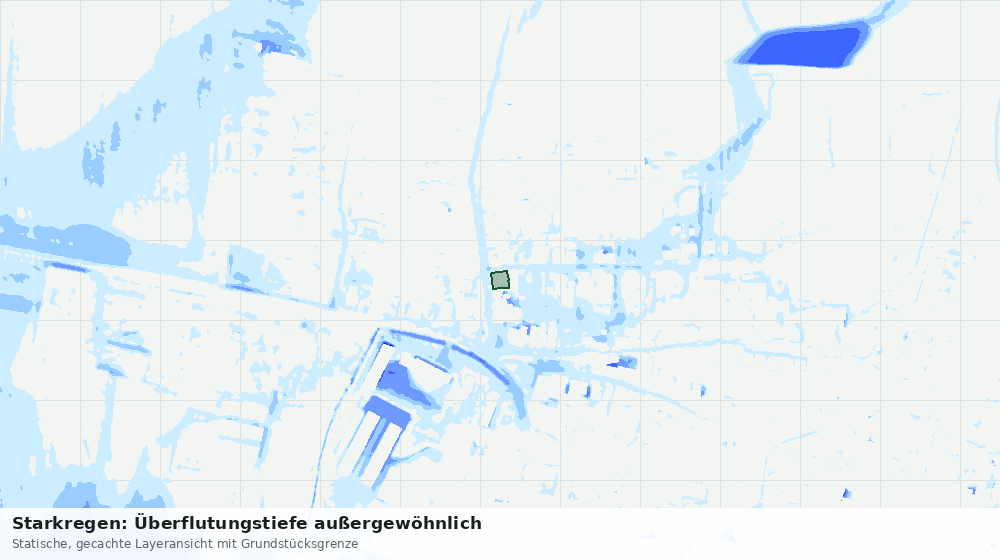 Statische Kartenansicht: Starkregen: Überflutungstiefe außergewöhnlich