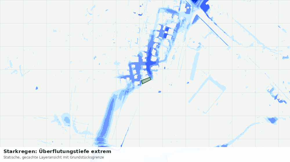 Statische Kartenansicht: Starkregen: Überflutungstiefe extrem