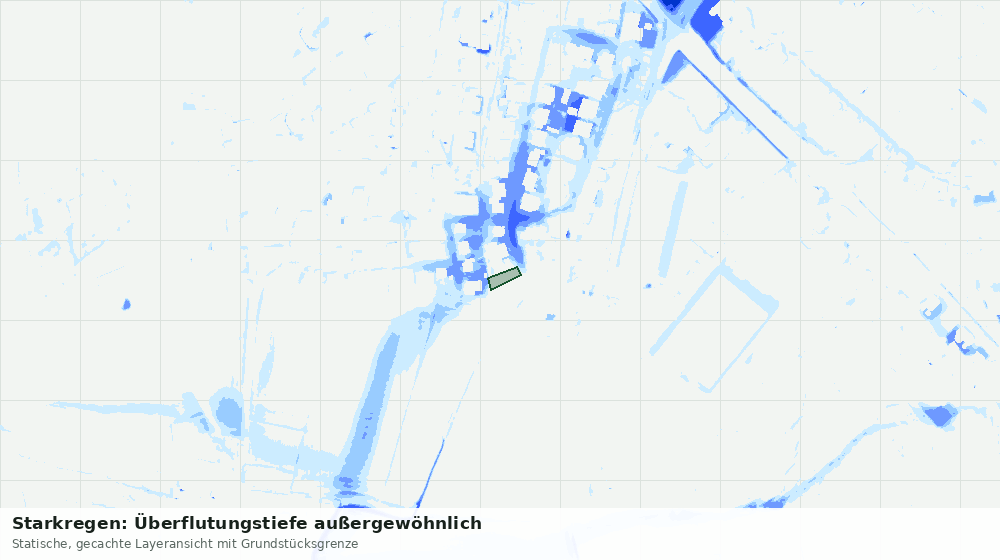 Statische Kartenansicht: Starkregen: Überflutungstiefe außergewöhnlich