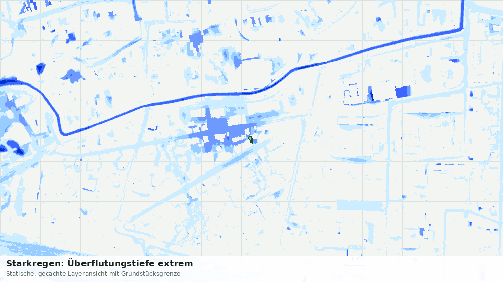 Statische Kartenansicht: Starkregen: Überflutungstiefe extrem