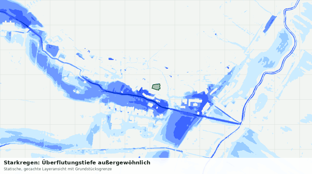 Statische Kartenansicht: Starkregen: Überflutungstiefe außergewöhnlich