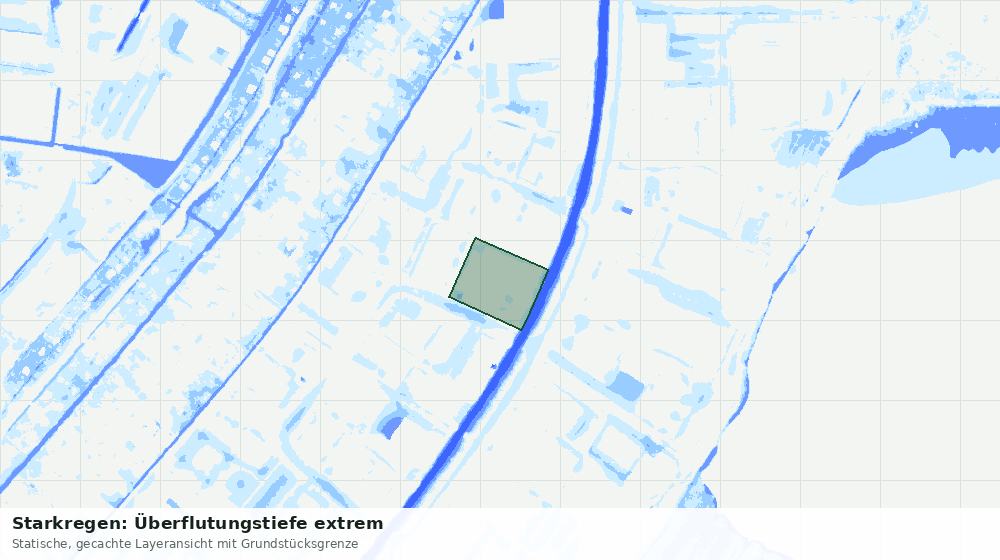 Statische Kartenansicht: Starkregen: Überflutungstiefe extrem