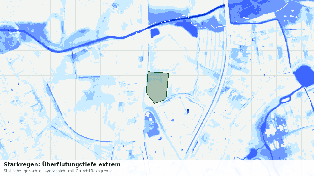 Statische Kartenansicht: Starkregen: Überflutungstiefe extrem