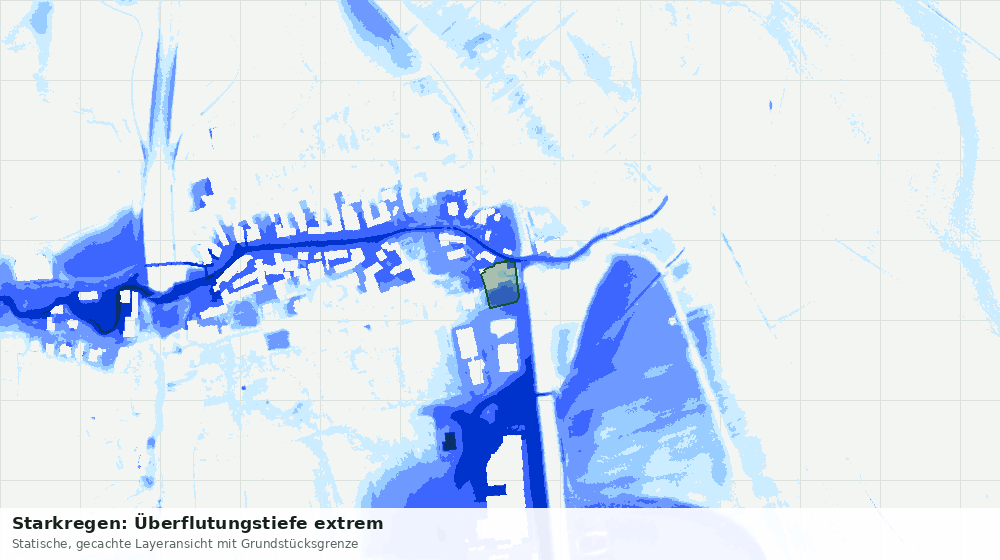 Statische Kartenansicht: Starkregen: Überflutungstiefe extrem