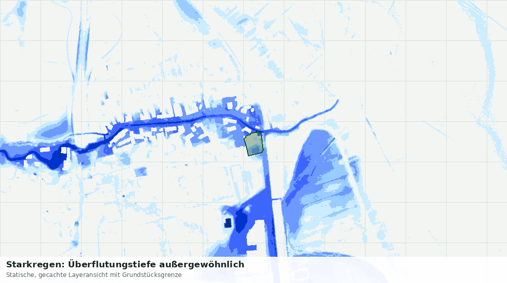 Statische Kartenansicht: Starkregen: Überflutungstiefe außergewöhnlich