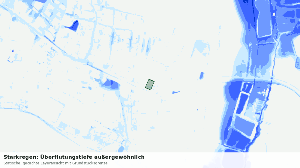 Statische Kartenansicht: Starkregen: Überflutungstiefe außergewöhnlich