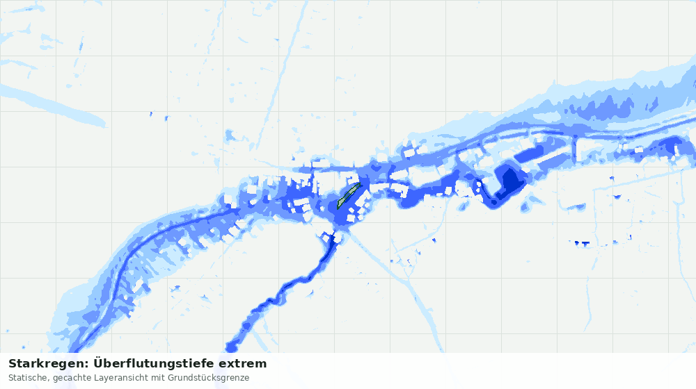 Statische Kartenansicht: Starkregen: Überflutungstiefe extrem
