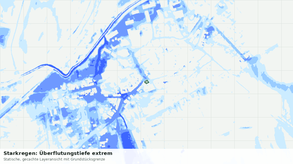 Statische Kartenansicht: Starkregen: Überflutungstiefe extrem