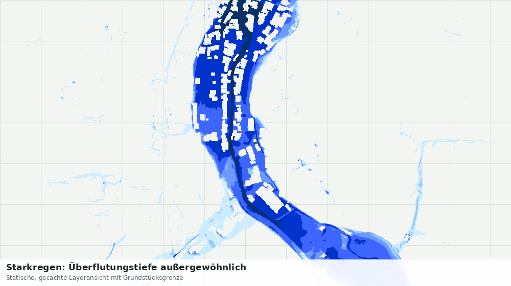 Statische Kartenansicht: Starkregen: Überflutungstiefe außergewöhnlich