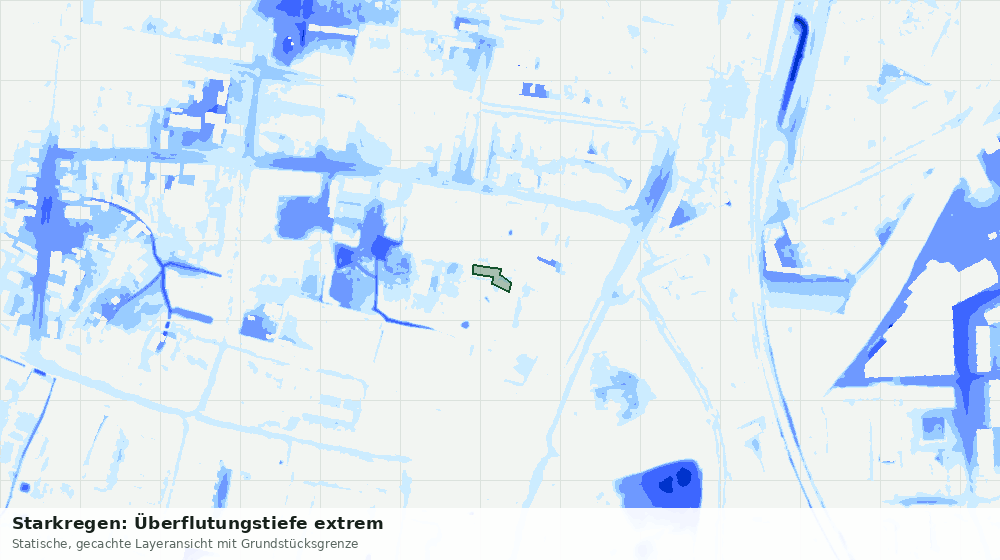 Statische Kartenansicht: Starkregen: Überflutungstiefe extrem