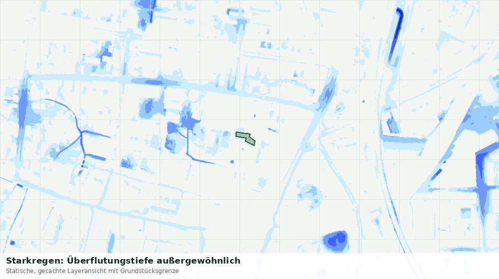 Statische Kartenansicht: Starkregen: Überflutungstiefe außergewöhnlich