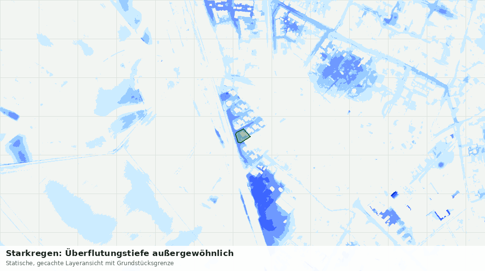 Statische Kartenansicht: Starkregen: Überflutungstiefe außergewöhnlich