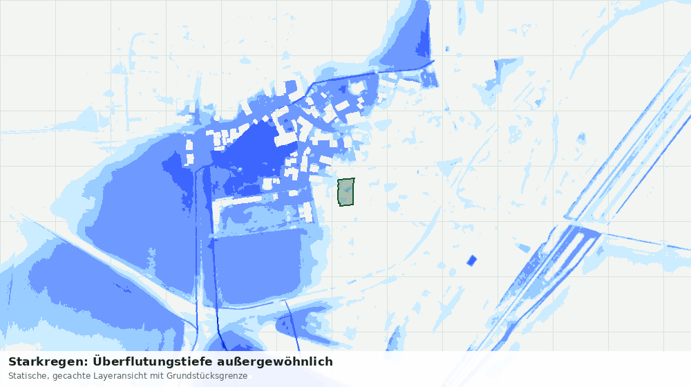 Statische Kartenansicht: Starkregen: Überflutungstiefe außergewöhnlich