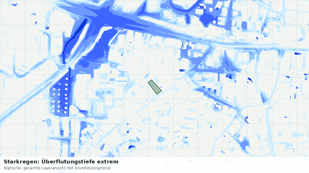 Statische Kartenansicht: Starkregen: Überflutungstiefe extrem