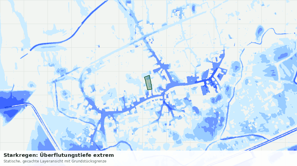 Statische Kartenansicht: Starkregen: Überflutungstiefe extrem