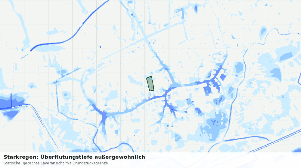 Statische Kartenansicht: Starkregen: Überflutungstiefe außergewöhnlich