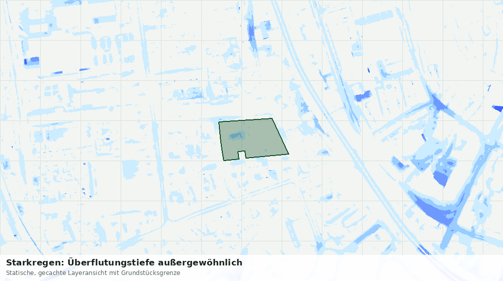 Statische Kartenansicht: Starkregen: Überflutungstiefe außergewöhnlich