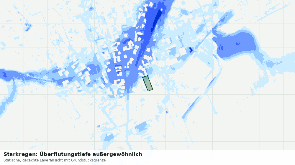 Statische Kartenansicht: Starkregen: Überflutungstiefe außergewöhnlich