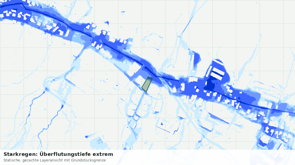 Statische Kartenansicht: Starkregen: Überflutungstiefe extrem