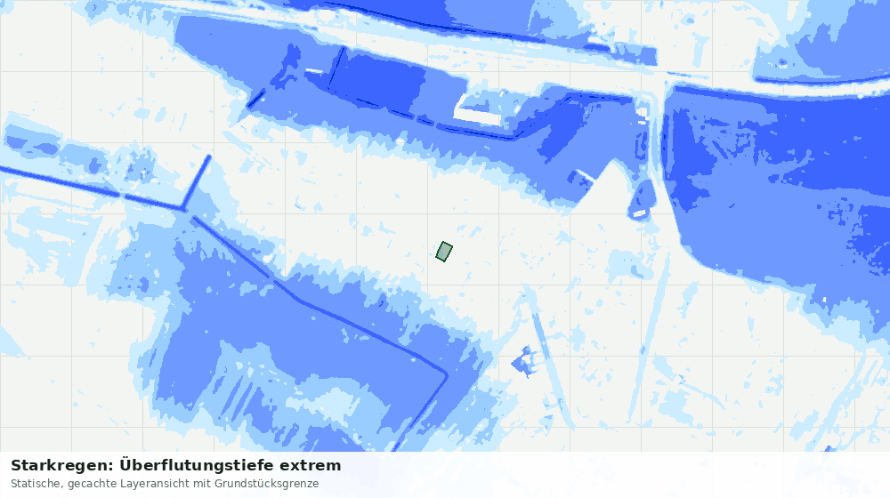 Statische Kartenansicht: Starkregen: Überflutungstiefe extrem