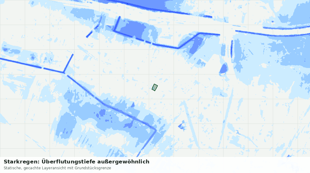 Statische Kartenansicht: Starkregen: Überflutungstiefe außergewöhnlich