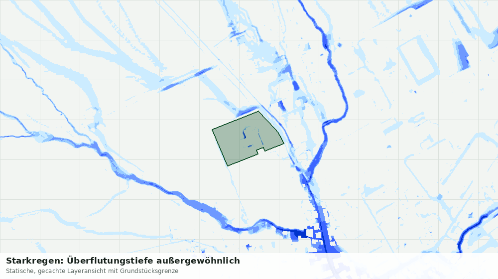 Statische Kartenansicht: Starkregen: Überflutungstiefe außergewöhnlich